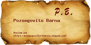 Pozsegovits Barna névjegykártya